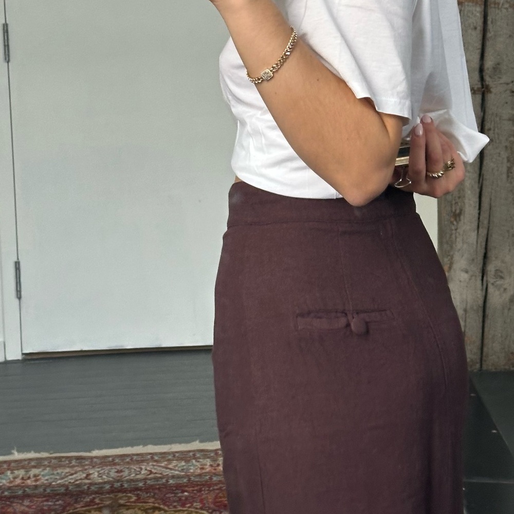 Midi Button-Front Linen Skirt, size M - Picture 4 of 6